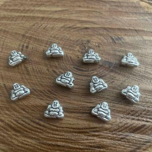 set of 5 Tibetan silver Buddha beads 9x8 mm silver plated