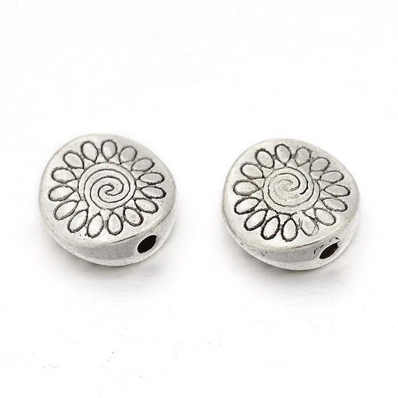 Lot De 20 Perles En Argent Tibétain 8mm - Argenté - Neuf Pour Création Bijoux