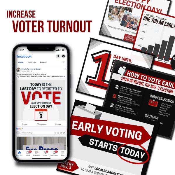 Customizable Voting Graphics for Voter Turnout, Elections, Campaigns