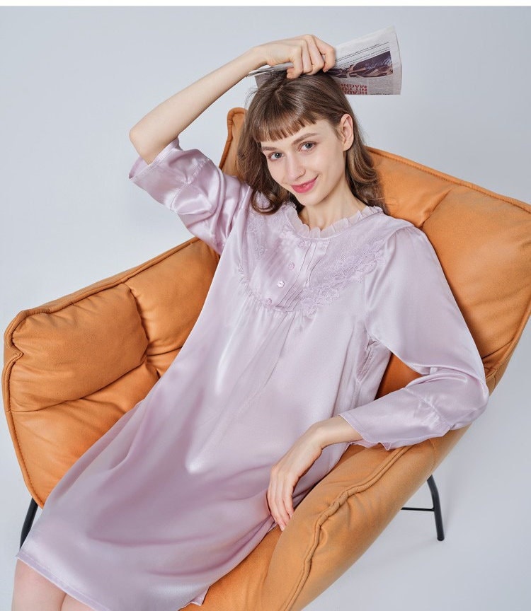 long sleeve silk nightgowns