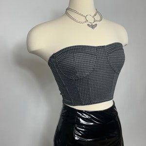 Plaid Corset Tube Top, Alternative Top, Rock Top