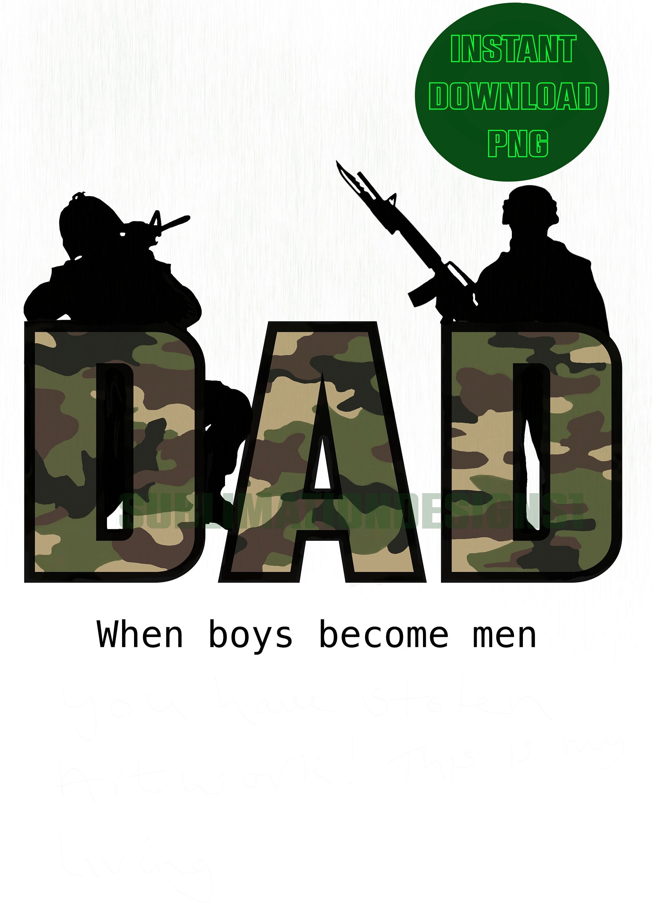 Fathers Day Png File for Sublimation Army Print Dad - Etsy