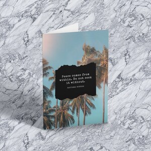 Blank Greeting Card &quot;Peace Inside,&quot; Inspirational Quote Notecard, Suitable for Any Occasion Card, Every Day Card for Men, Women or Kids