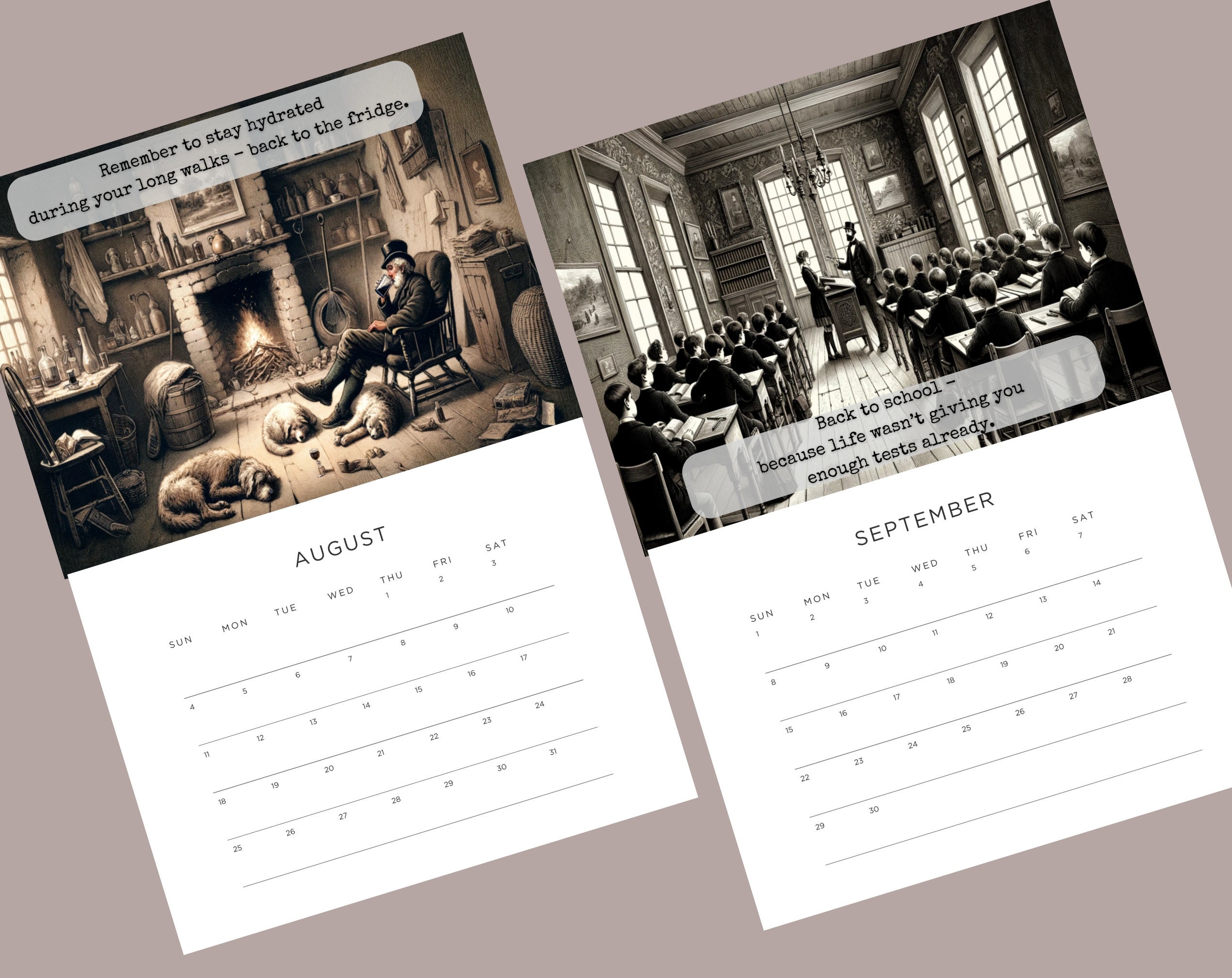 2024 Demotivational Calendar Whimsical 19th Century Lithographs