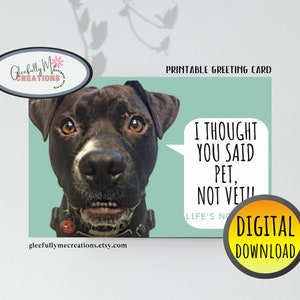 Downloadable Dog Surprised About Vet Blank Greeting Card, Cute Dog Digital Download, Instant Access Dog Notecard, Humorous Dog Lover Card