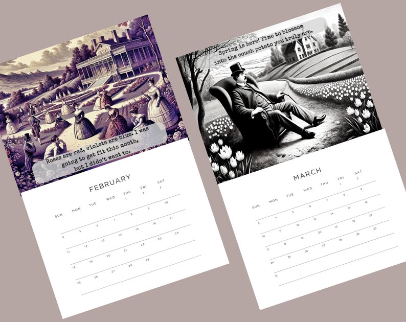 2024 Demotivational Calendar Whimsical 19th Century Lithographs