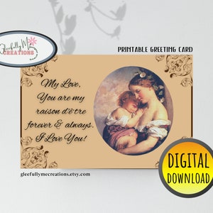 Cartão de amor com acesso instantâneo para download, cartão comemorativo Raison D'etre, cartão para mãe e filho, cartão para impressão, cartão eu te amo, ocasião especial