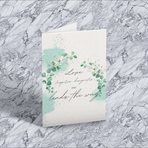 Love Is Greeting Card (blank inside), Pretty Love Note with Inspirational Quote, Elegant Design Greeting Card, Special Postcard, Notecard