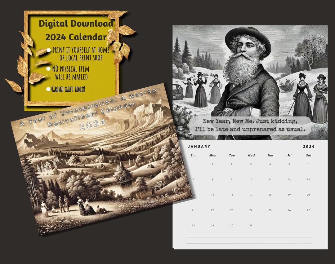 2024 Demotivational Calendar Whimsical 19th Century Lithographs
