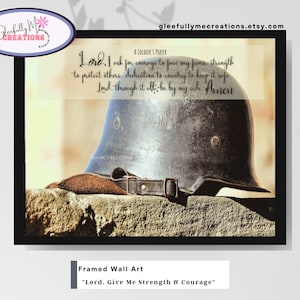 Framed Wall Art Entitled &quot;A Soldier&#39;s Prayer,&quot; Wall Decor for Soldier, Army Art Prayer to the Lord, Military Prayer Digital Home Decor Gift