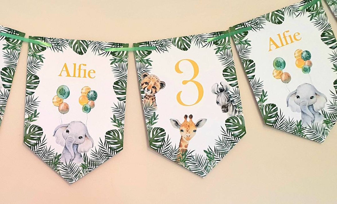Safari Animal Happy Birthday Banner – Multi-Color Jungle Banner With Elephant, Lion, Giraffe, 4.9ft HAPPY, 5.2ft BIRTHDAY, Perfect For Wild-Themed Kids Parties - View #5