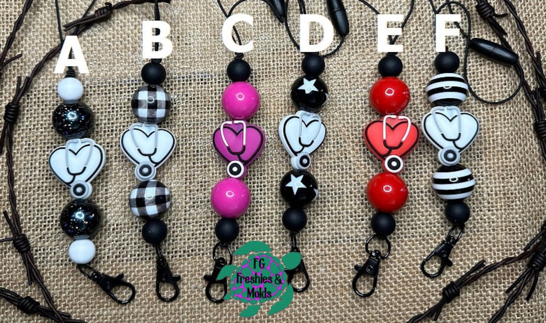 Scrub / Heart / Stethoscope / Silicone Beads / Plastic Beads / Etsy