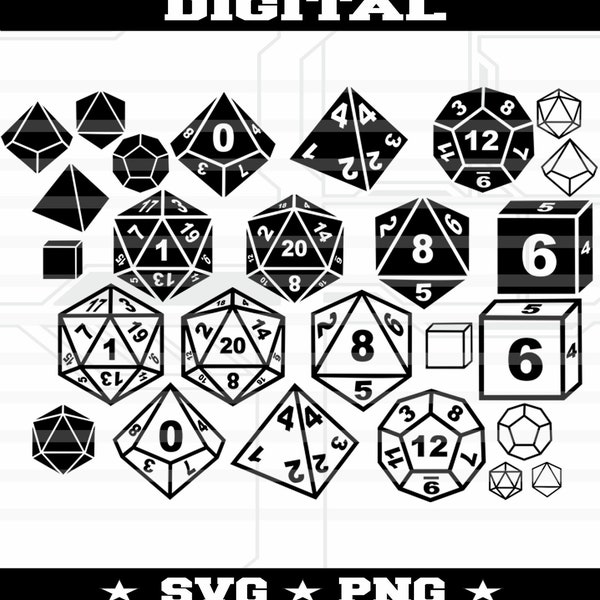 DnD Dice Bundle SVG, Polyhedral Dice Svg File