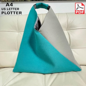 Reversible Origami Bag Pattern  Beginner simple sewing,  Lined Market Tote Pattern, Japanese Style Purse Pdf