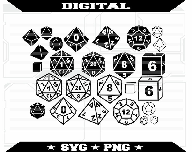 Dnd Dice Bundle SVG Polyhedral Dice Svg File Etsy