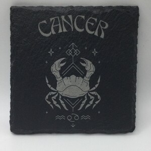 Slate Coaster, Horoscope, Zodiac, Laser Engraved, Aesthetic Coaster, Cancer