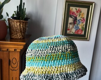 Striped Crochet Bucket Hat: Handmade Cotton Boho Sun Hat - Etsy display picture 3