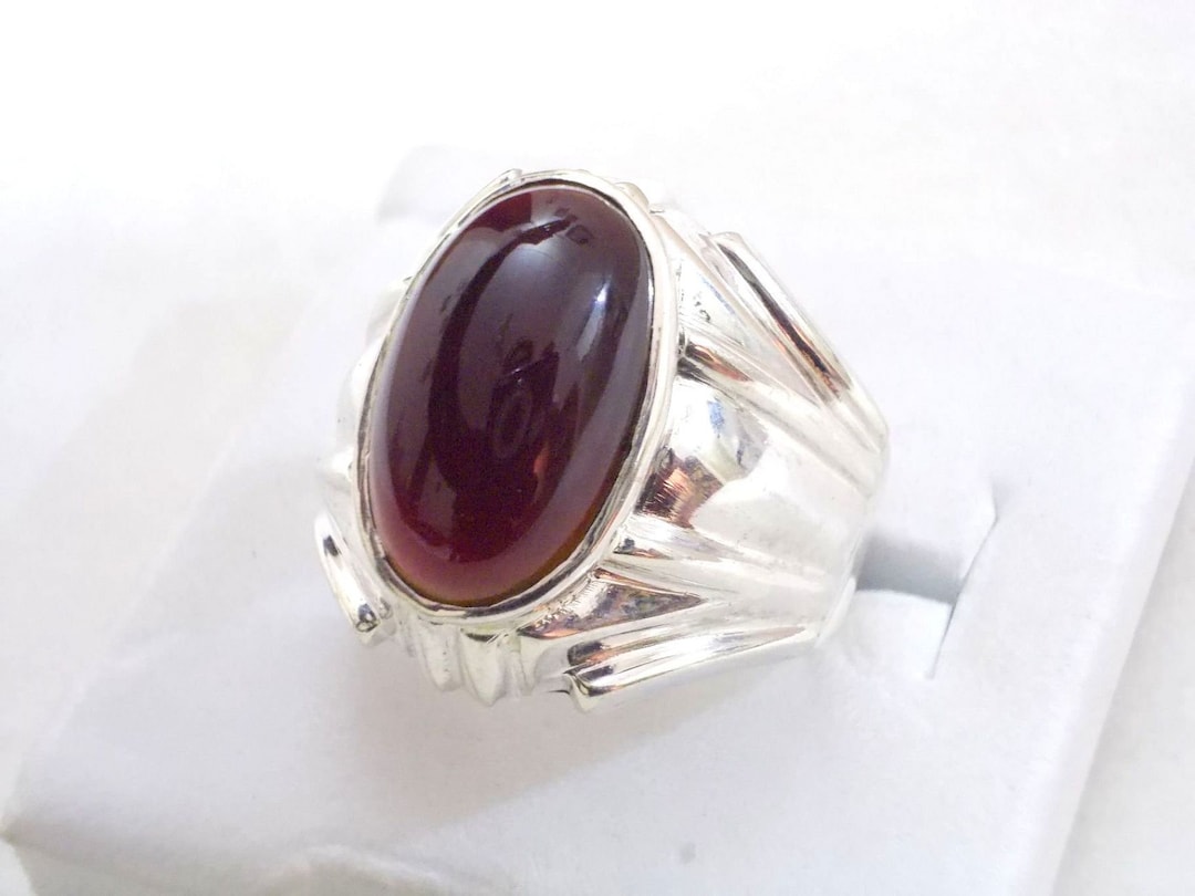 Mens Real Red Yemini Aqeeq Ring - Etsy