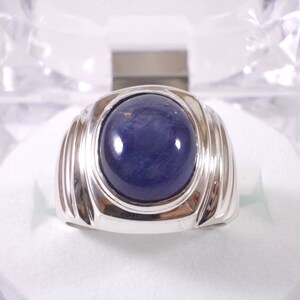 Mens natural  Blue sapphire  cabochan ring  sterling silver 925