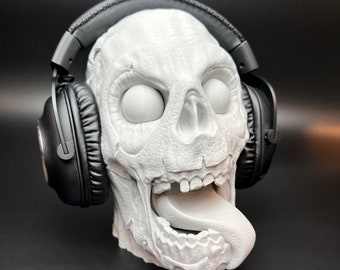 3D Printed Zombie Skull Headphone Stand, Halloween Decor