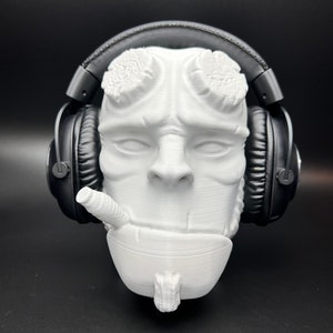 Hellboy Decoration Prop Or Headphone Stand , Halloween , Office , Desktop , 3D printed , Room Decor , Paintable Bust