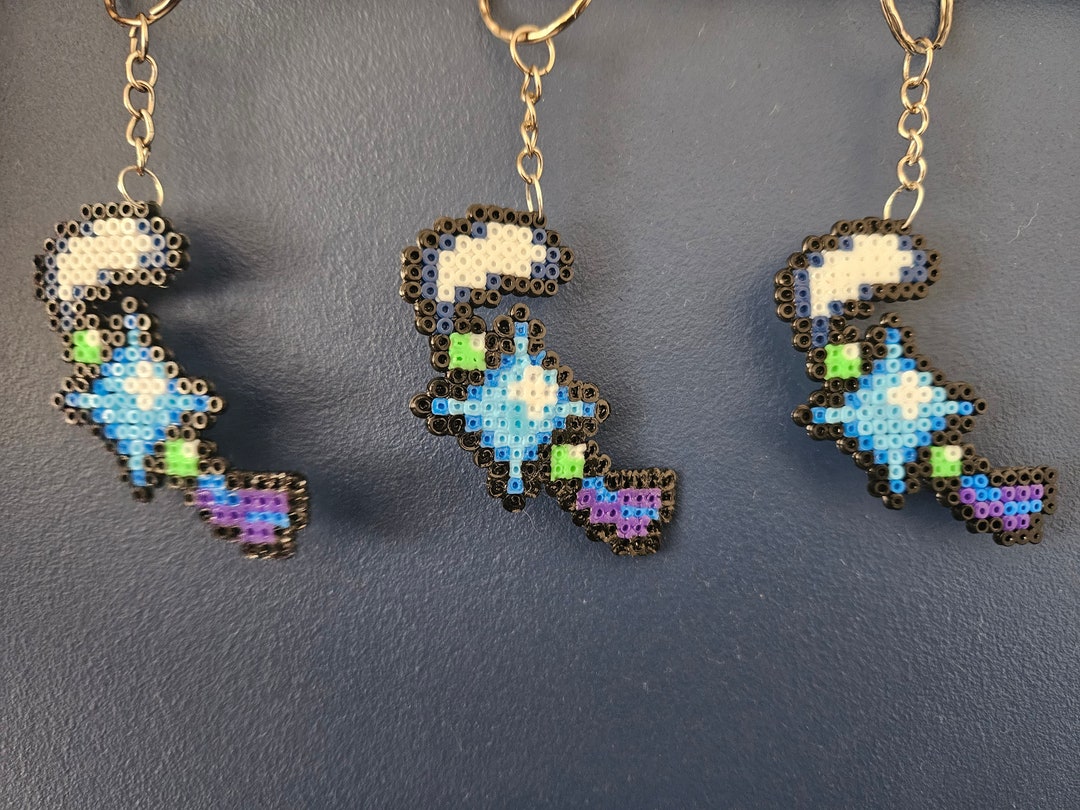 Handmade Shiny Charm Pixel Art Keychain - Etsy