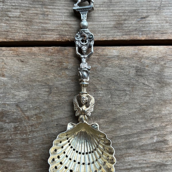 Intricate Antique Silver Sugar Sifting Spoon