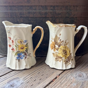 Handmade Ceramic Vintage Floral Pitchers