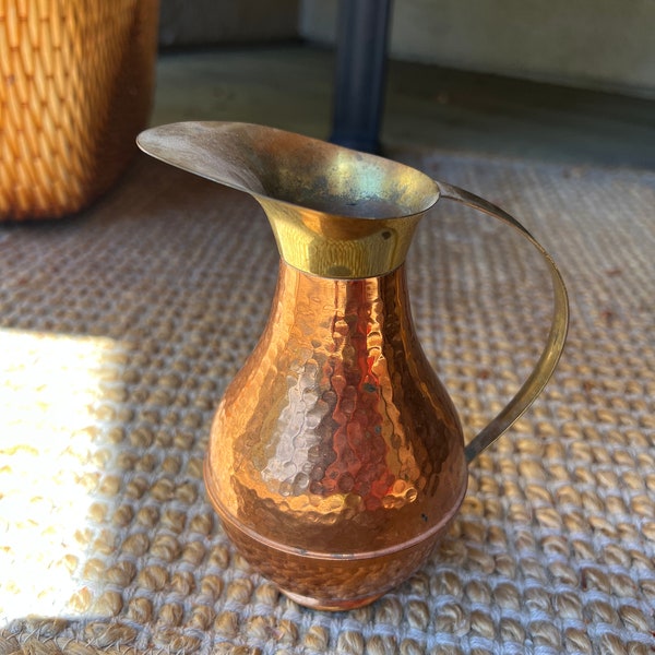 Small Vintage 2 Tone Copper/Brass Pitcher