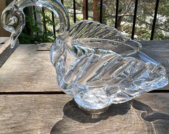 Heavy Crystal Glass Swan Dish