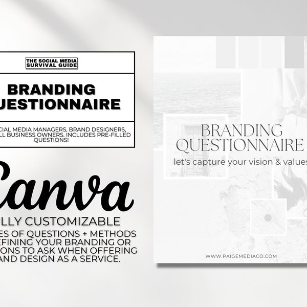 Branding Questionnaire | Branding Questions | Branding Workbook | Client Questionnaire | Social Media Questionnaire | Canva Branding Packet