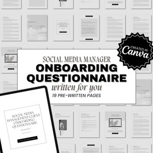 Social Media Manager Client Onboarding Questionnaire | Client Onboarding Questions | Canva Template | Onboarding Guide | Client Onboarding