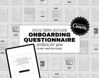 Cuestionario de incorporación de clientes para gestores de redes sociales / Plantilla de Canva