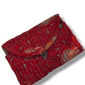Recycled Sari Tobacco Pouch | Rolling Tobacco Case | Handmade Indian Sari Fabric | 2 Zippered Pockets | Boho Tobacco Bag | Unique Gift