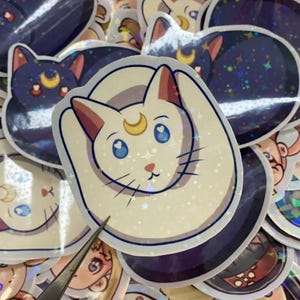 Luna and Artemis Loafing Stickers | Vinyl Waterproof Stickers | Sailor Moon Stickers