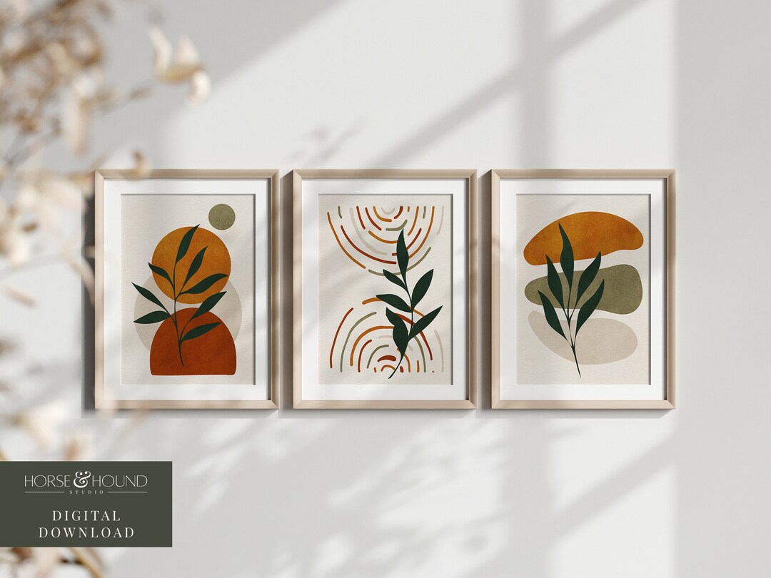 Boho Wall Art Set Sage and Terracotta DIGITAL DOWNLOAD, Floral Bohemian ...