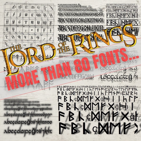 Lord Of The Rings Letter Font Bundle, Aniron Font, Elf Font, Elvish, Hobbit Font, Dwarf, Ttf File, Lotr Font, Lotr Cricut Png, Over 80 Fonts