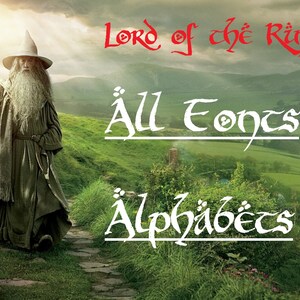 Lord of the Rings Letter Font Bundle, Aniron Font, Elf Font, Elvish ...