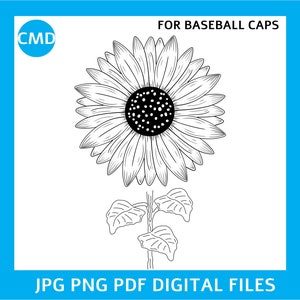 Riesen Sonnenblume Baseball Hut Brennendes Design, Floral Ball Cap, Sonnenblume, DIY Pyrographie Vorlage, Gebrannter Hut, digitaler Download, png pdf jpg