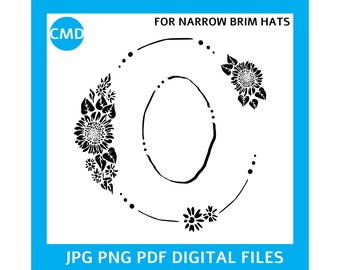Stencil For Hat Burning SVG, Sunflower Narrow Brim Hat Stencil, Hat Brim Template, Hat Decoration, Burnt Hat Design, Burned Fedora Pattern