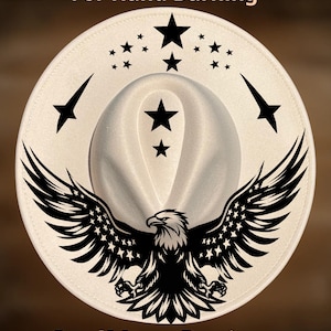 Patriotic Eagle Hat Burning Design Digital Download Pattern for Wide Brim Hats