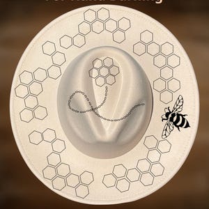 Beehive Wide Brim Hat Burning Design, Honeycomb Pattern, DIY Pyrography Template, Digital Download