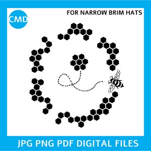 Stencils For Hat Burning, Bee Hive, Digital Design Files for making Hat Burning Stencils, For Narrow Brim Hats, Pyrography Template, PNG