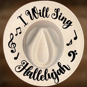 Hat Burning Design, Hallelujah Music Notes Wide Brim Pattern,, Digital Download