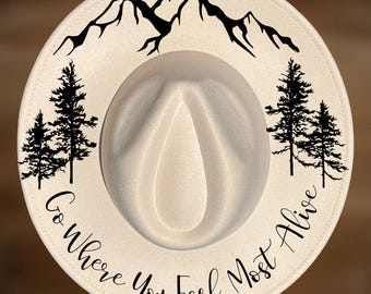 Mountain Trees Hat Burning Design Wide Brim Hat Pattern,, Digital Download