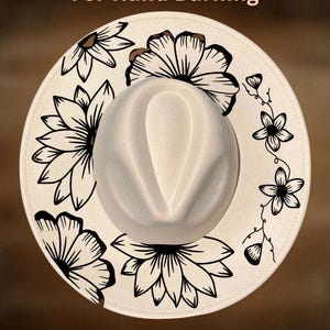 Flower Shower Hat Burning Design, Floral Wide Brim Pattern,, Digital Download