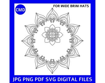 Mandala Hat Burning Design, Wide Brim Hats, Traceable Pyrography Template, Boho Style, Music Festival, DIY Burned Hat, Trace, Digital File