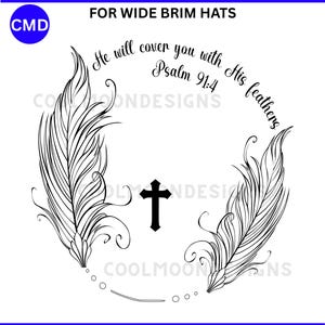 Covered By His Wings Hat Burning Design, Christian Bible Pattern, For Wide Brim Hats, DIY Pyrography Template, Digital Files png jpg pdf SVG