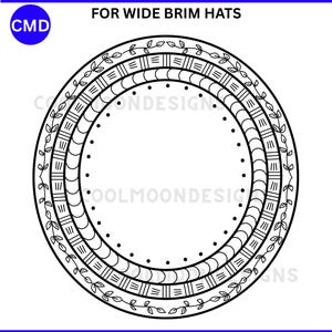 Rings Hat Burning Design, Dots Dashes Pattern, For Wide Hats, DIY Pyrography Template, Laser Friendly, Digital Files png pdf jpg SVG