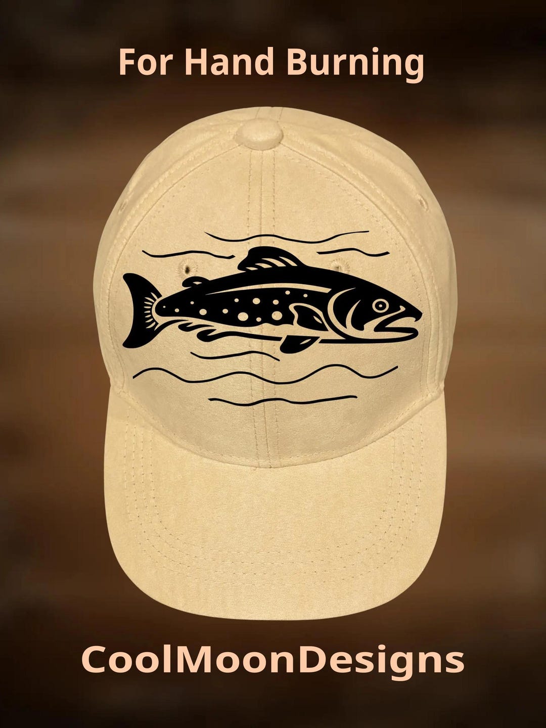 Hat Burning Design, Salmon Fish Baseball Cap Pattern, Hand Burn ...